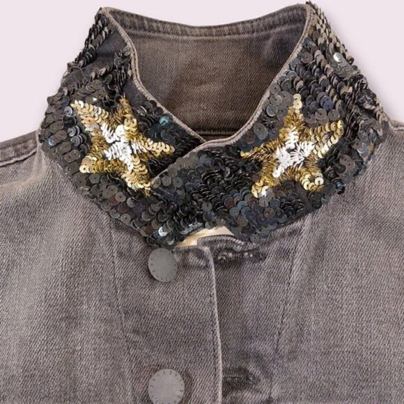 L’agence Zuma cropped denim jacket sequin details - Picture 9 of 10